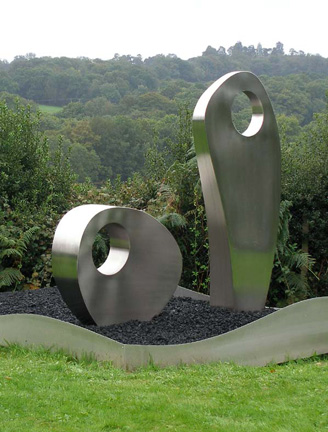 stainless steel, copper garden sculpture